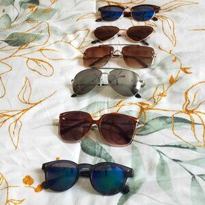 Sunglasses LOT (6) pairs, Panama Jack, Lucky Brand, Heart Shaped Glasses, Resale